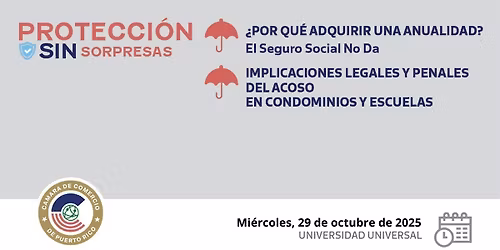 LIBRE DE COSTO -29 Oct. Protecci\u00f3n Sin Sorpresas - Anualidad - Otra Charla
