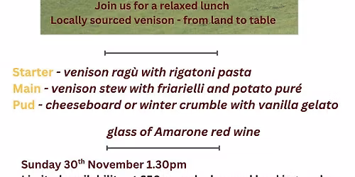 Oh Deer - 3 courses and wine 