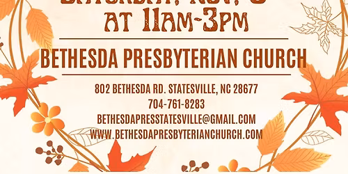 Fall Craft Fair At Bethesda Presbyterian Church!