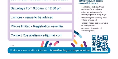 Breastfeeding Education Class Lismore - June 20th