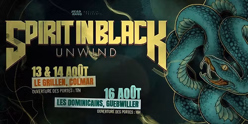 SPIRIT IN BLACK "UNWIND" FESTIVAL \u0387 13-14-16 Ao\u00fbt 2026 \u0387 Alsace, France