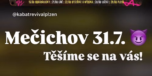 Kab\u00e1t revival Plze\u0148 v Me\u010dichov\u011b 2026