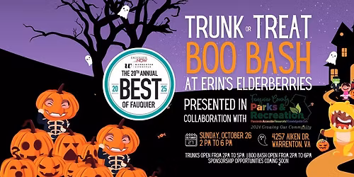 Trunk or Treat Boo Bash at Erin's Elderberries in Collaboration with Fauquier County Parks and Rec