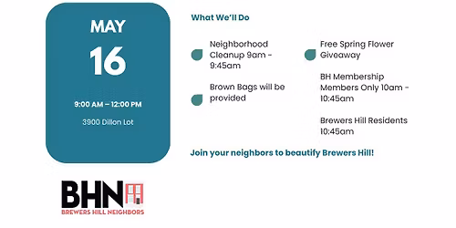 Brewers Hill Community Cleanup & Spring Flower Giveaway 