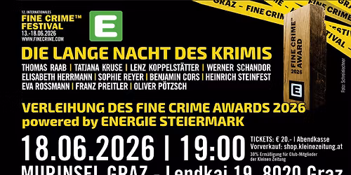\u201eDIE LANGE NACHT DES KRIMIS\u201c u.  \u201eFINE CRIME AWARDS powered by ENERGIE STEIERMARK 2026"