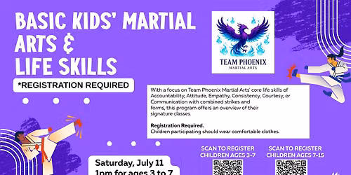 Basic Kids Martial Arts & Life Skills for Kids (Ages 7-15) - REGISTRATION REQUIRED