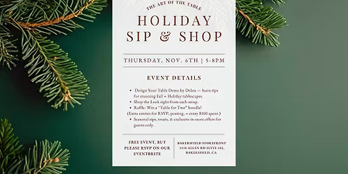 The Art Of The Table: Holiday Sip & Shop