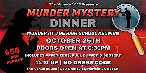 M**der Mystery Dinner  at The Venue at 259 Granby Street.