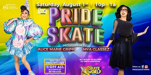 PRIDE SKATE TAMPA!  Saturday, August 1, 2026!!