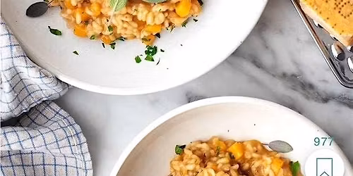 Autumn Risotto w\/ Pancetta and Butternut Squash, Apple & Cranberry Crisp