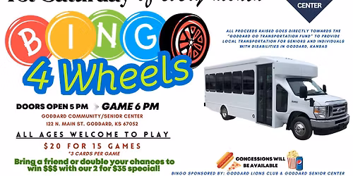 BINGO 4 WHEELS Fundraiser - Goddard, KS
