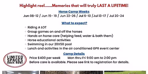 Weekly Summer Horse Camp                       Sign  up via link attached
