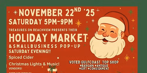 11\/22: Small Business Pop-Up and OS Holiday Market at Treasures on Beachview Drive