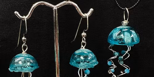 Jellyfish Jewelry - UV Resin Pendant and Earrings - $40