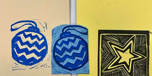 Christmas card lino print workshop