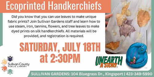 Adult Craft: Ecoprinted Handkerchiefs at the Sullivan Gardens branch library