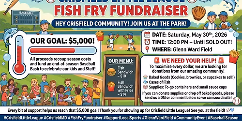 \u26be\ud83d\udc1fFISH FRY FUNDRAISER \ud83d\udc1f\u26be