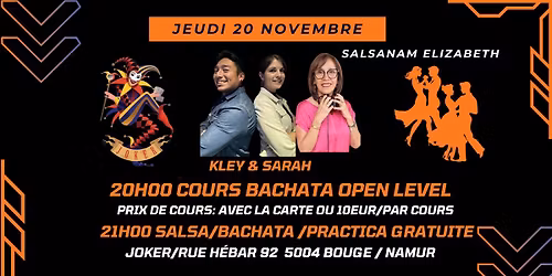 Joker\/ jeudi 20\/11 Cours salsa Open Level + soir\u00e9e gratuite bachata salsa...