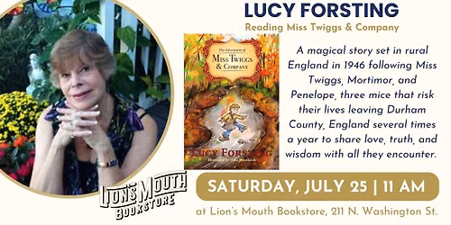 Storytime with Lucy Forsting: Sharing Adventures of Miss Twiggs & Company