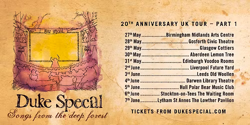 Stockton-on-Tees The Waiting Room - Songs From The Deep Forest 20th Anniversary show