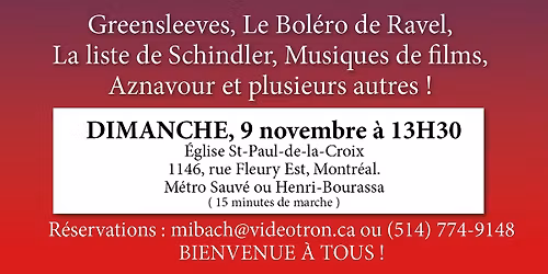 CONCERT GRATUIT - Montr\u00e9al (contribution volontaire)