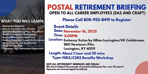 Postal Retirement Seminar Lexington - 11\/16\/25