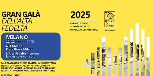 Gran Galà dell’Alta Fedeltà a Milano – EVENTO Hi-Fi 11-12 Ottobre 2025