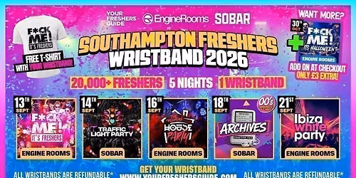 Southampton Freshers Week 2026 - Official Your Freshers Guide - Free T-Shirt With Every Ticket \ud83d\udc55