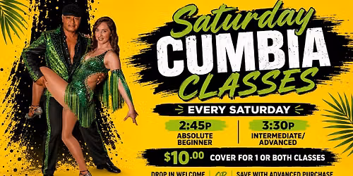 \ud83d\udd25 Saturday Cumbia Classes by Waldo y Jacqui\ud83d\udd25