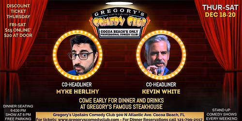 Dec 18-Dec 20  Gregory's Comedy Club