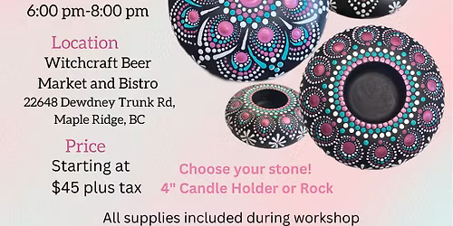 Maple Ridge-4" Lotus at Dusk Mandala Rock or Candle Holder Workshop