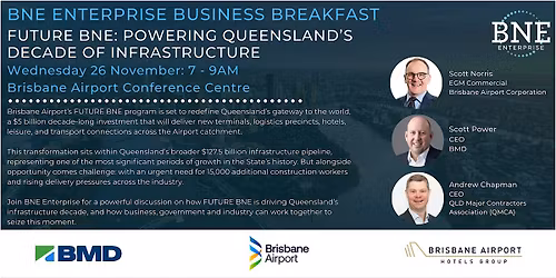 BNE Enterprise B'fast: FUTURE BNE - Powering QLD\u2019s Decade of Infrastructure