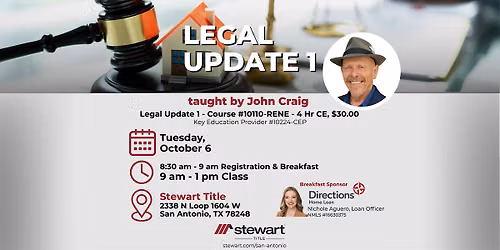 Legal Update 1 - Course #10110-RENE - 4 Hr CE