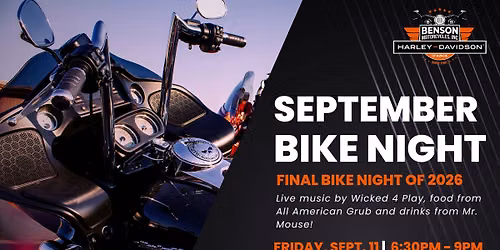 September Bike Night - FINAL BIKE NIGHT OF 2026