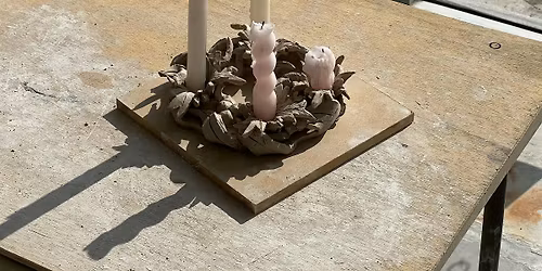 Ceramic Holiday Wreath Candle Holder Class - Beginner Pottery Lesson