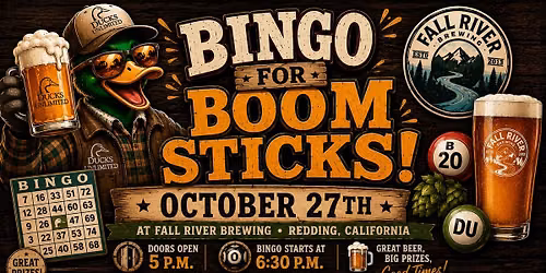 Bingo for Boomsticks at Fall River Brewing in Redding