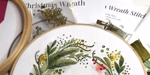 Christmas Wreath Embroidery Workshop at The Harpenden Arms, Harpenden