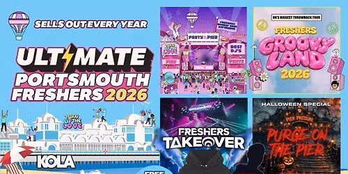 ULTIMATE PORTSMOUTH FRESHERS 2026 \ud83c\udfa1 \ud83c\udf0a \u26a1Sold out 15 Years Running! \ud83d\udc55 FREE Hoodie + Artist with Every Ticket!
