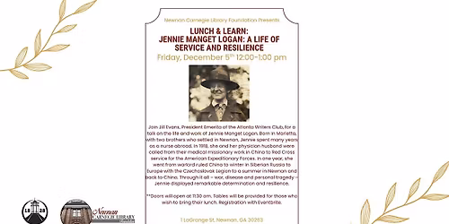 Lunch & Learn: Jennie Manget Logan: A Life of Service and Resilience
