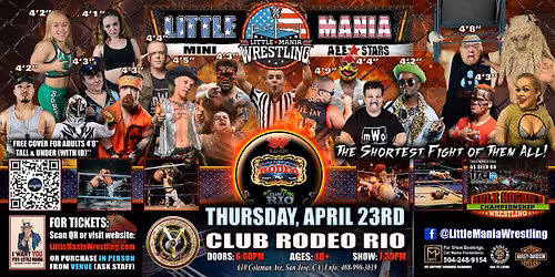 San Jose, CA- Little Mania Mini Wrestling @ Club Rodeo Rio