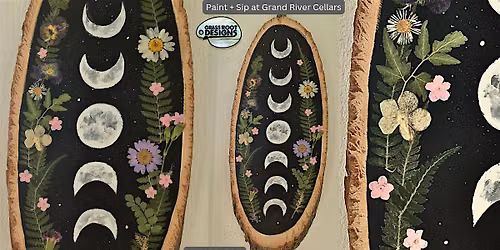 Wood Slice Moon Phase + Pressed Flowers | Grand River Cellars