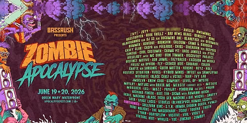 🧟 Bassrush: Apocalypse (Zombieland) 2026 @ Queen Mary Waterfront (18+) \O/ #RaveMeetup