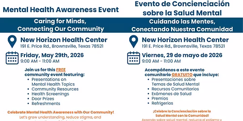 Mental Health Awareness Event - Evento de Concienciacion Sobre la Salud Mental