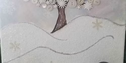 \u201cMajestic Winter Tree\u201d Button Art Workshop with Donna
