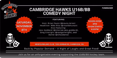 Cambridge Hawks U16 BB\/B Comedy Night Fundraiser