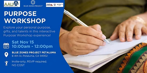 AAUW & Blue Zones Project Petaluma: Purpose Workshop