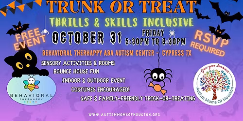 THRILLS & SKILLS INCLUSIVE TRUNK OR TREAT - Autism families event