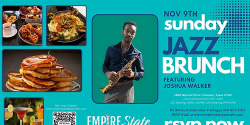 11\/9- Sunday Jazz Brunch w\/ Joshua Walker (2 PM Seating)