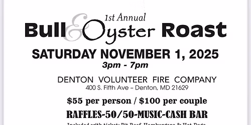 1st Annual Bull & Oyster Roast