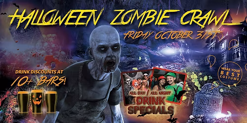 COLORADO SPRINGS ZOMBIE CRAWL - Halloween Bar Crawl - 10+ Bars - Oct 31st